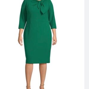 Calvin Klein 3/4 Sleeve Green PLUS SIZE 18  Dress Bow Neckline